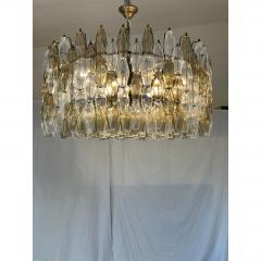  Venini Contemporary Huge Poliedro Murano Glass Brunish Chandelier in Venini Style - 4567007