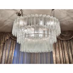  Venini Contemporary Oval Transparent Tronchi Murano Glass Chandelier in Venini Style - 4460495