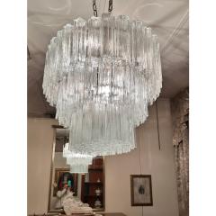  Venini Contemporary Oval Transparent Tronchi Murano Glass Chandelier in Venini Style - 4460499