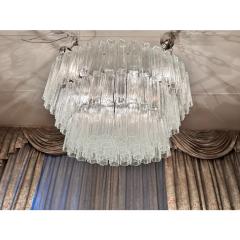  Venini Contemporary Oval Transparent Tronchi Murano Glass Chandelier in Venini Style - 4460500