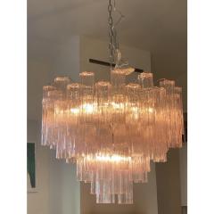  Venini Contemporary Pink Tronchi Murano Glass Chandelier in Venini Style - 4303306