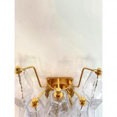  Venini Contemporary Transparent Poliedri Murano Glass Gold Wall Sconce - 4735689