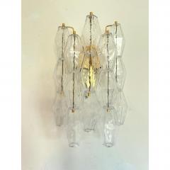  Venini Contemporary Transparent Poliedri Murano Glass Gold Wall Sconce - 4735690