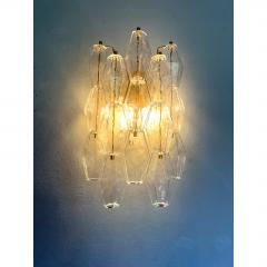  Venini Contemporary Transparent Poliedri Murano Glass Gold Wall Sconce - 4735692