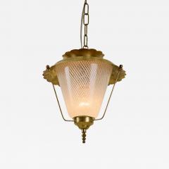  Venini Italian 1950s brass and Murano reticello glass lantern 1950s - 4616092
