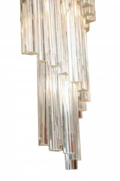  Venini Italian Modern Tiered Prism Venini Nickel Crystal Chandelier 1960s - 4162279