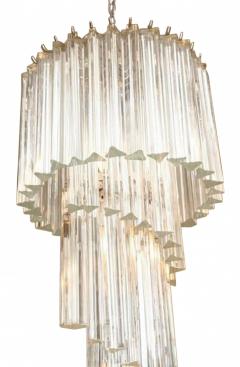  Venini Italian Modern Tiered Prism Venini Nickel Crystal Chandelier 1960s - 4162284
