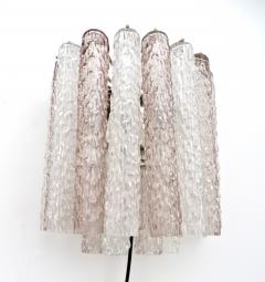  Venini Italian Pale Lavender Pink and Clear Tronchi Murano Glass Sconces by Venini - 960288