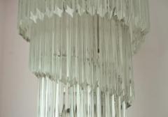  Venini Large Camer Glass or Venini Italian Murano Glass Tiered Spiral Chandelier 1970s - 3910182