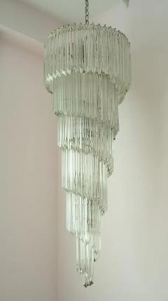  Venini Large Camer Glass or Venini Italian Murano Glass Tiered Spiral Chandelier 1970s - 3910194