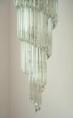  Venini Large Camer Glass or Venini Italian Murano Glass Tiered Spiral Chandelier 1970s - 3910219