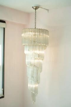  Venini Large Camer Glass or Venini Italian Murano Glass Tiered Spiral Chandelier 1970s - 3910221