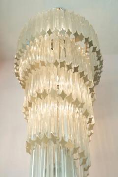  Venini Large Camer Glass or Venini Italian Murano Glass Tiered Spiral Chandelier 1970s - 3910235