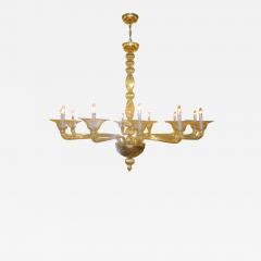  Venini Large Clear Amber Murano Venetian Glass Chandelier Attributed to Venini - 4104308