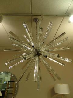  Venini Large Clear Murano Glass Starburst Chandelier Attributed to Venini - 1861005
