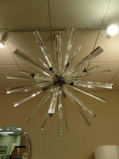  Venini Large Clear Murano Glass Starburst Chandelier Attributed to Venini - 1861008