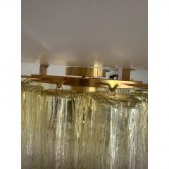  Venini Luxury Italian Clear Amber Tronchi Murano Glass Flush Mount in Venini Style - 4735684