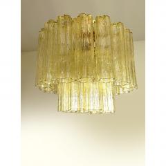  Venini Luxury Italian Clear Amber Tronchi Murano Glass Flush Mount in Venini Style - 4735686