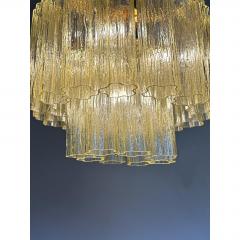  Venini Luxury Italian Clear Amber Tronchi Murano Glass Flush Mount in Venini Style - 4735688