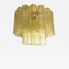  Venini Luxury Italian Clear Amber Tronchi Murano Glass Flush Mount in Venini Style - 4738775