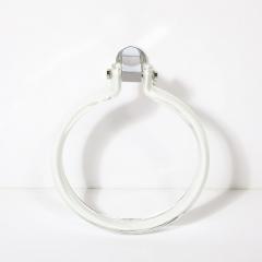  Venini Mid Century Hand Blown White Glass Towel Holder W Chrome Fittings by Venini - 3752528