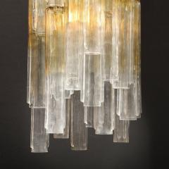  Venini Mid Century Large Muted Citrine Calza Glass Chandelier signed Venini - 4744701