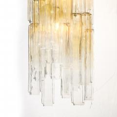  Venini Mid Century Large Muted Citrine Calza Glass Chandelier signed Venini - 4744707