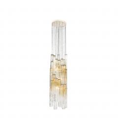 Venini Mid Century Large Muted Citrine Calza Glass Chandelier signed Venini - 4744709