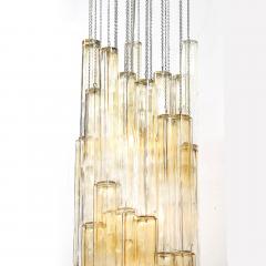  Venini Mid Century Large Muted Citrine Calza Glass Chandelier signed Venini - 4744714