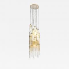  Venini Mid Century Large Muted Citrine Calza Glass Chandelier signed Venini - 4746281