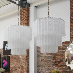  Venini Mid Century Modern Pair of Murano Glass Italian Ceiling Lamps by Venini 1950s - 3225735