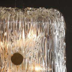  Venini Mid Century Murano Hand Blown Textural Clear Glass Venini Flush Mount Chandelier - 4792473