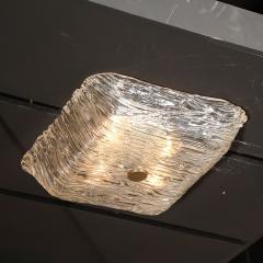  Venini Mid Century Murano Hand Blown Textural Clear Glass Venini Flush Mount Chandelier - 4792516