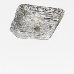  Venini Mid Century Murano Hand Blown Textural Clear Glass Venini Flush Mount Chandelier - 4792959