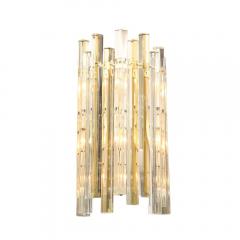  Venini Mid Century Murano Triedre Smoked Amber Clear Glass Sconces by Venini - 4141976