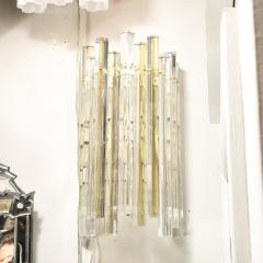  Venini Mid Century Murano Triedre Smoked Amber Clear Glass Sconces by Venini - 4141977
