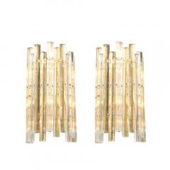 Venini Mid Century Murano Triedre Smoked Amber Clear Glass Sconces by Venini - 4141981