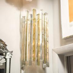  Venini Mid Century Murano Triedre Smoked Amber Clear Glass Sconces by Venini - 4141986