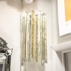  Venini Mid Century Murano Triedre Smoked Amber Clear Glass Sconces by Venini - 4142012