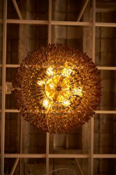  Venini Monumental Amber Murano Glass Chandelier or Flush Mount Attributed to Venini - 1101208