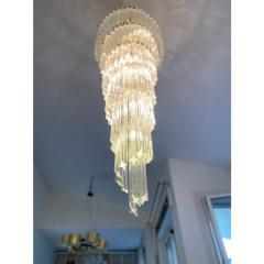  Venini Murano Glass Quadriedro Twister Italian Gold Chandelier in Venini Style - 4302892