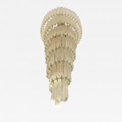  Venini Murano Glass Quadriedro Twister Italian Gold Chandelier in Venini Style - 4306082