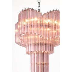  Venini Murano Glass Sputnik Pink Quadriedro Spyral Italian Chandelier in Dec Style - 4492975