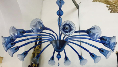  Venini Original Venini Chandelier with Light Blue Blown Glass 1920 - 1546713