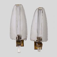  Venini Pair Of Feather Shaped Wall Lights By Venini - 3561144