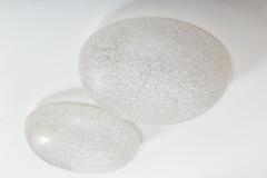  Venini Pair Of Italian Mid Century Murano Blown Maculato White Flush Mounts Signed - 4096167