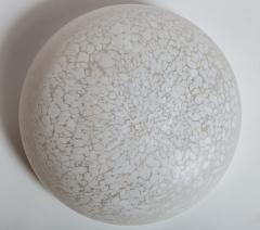  Venini Pair Of Italian Mid Century Murano Blown Maculato White Flush Mounts Signed - 4096173