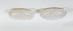  Venini Pair Of Italian Mid Century Murano Blown Maculato White Flush Mounts Signed - 4096195