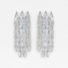  Venini Pair of Handblown Murano Glass Translucent Polyhedral Sconces - 1580305