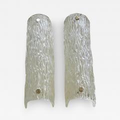  Venini Pair of Large Italian Mid century Murano Glass Bambu Wall Sconces by Venini - 3561448